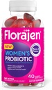 Florajen Kobiece Gummie Probiotyczne - Triple- Działanie Prebiotyczne + Probiotyczne + Żurawina dla Digestive, Urynary, & Wsparcie immunologiczne - Szybkie aktorstwo - Wegan & Gluten- Free - 40-Count