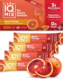 IQMIX Hydration Electrolyte Powder - 4- in-1 Formuła do Hydration, Mental Clarity, Mood and Recovery - Sugar- Free Drink Mix, Keto, Magnezu L- Threonate, Lwie 's Mane - 20 Count Blood Orange