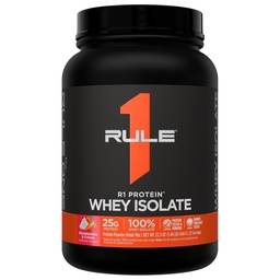 Rule 1 Proteins R1 Protein Whey Isolate, Strawberries & Crème, 22 Servings | 25g of Protein from Whey Isolates and Hydrolysate isolates for Workout Recovery and anytime use