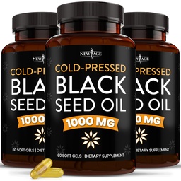 Nowy wiek Olej z nasion czarny Softgel kapsułki - Premium Cold- Pressed Nigella Sativa Producing Pure Black Cmin Seed Oil - Non-GMO & Wegetarian 90 Count (Pack of 3)