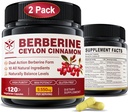 Suplement berberyjski 1500mg z Ceylon Cynamon, Gorzki Melon, Banana Leaf & ekstrakt botaniczny dla immunologicznego wsparcia i zarządzania ciałem, 10- in-1 Formuła z Berberine HCL, Non-GMO, 240 Kapsułki wegetariańskie