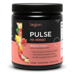 Legion Pulse pre Workout - All Natural Nitric Oxide Precuting Drink to Boost Energy, Creatine Free, Naturally Sweetened, Beta Alanine, Citruline, Alpha GPC (Tropical Punch)