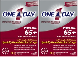 1 dzień Proactive 65 +, Mens & Womens Multivitamin, Suplement z witaminą A, Witamina C, Witamina D i Cynk do immunologicznego wsparcia zdrowia *, Wapnia, Kwas foliowy i więcej, Tablet 150 Count (Opakowanie 2)