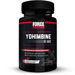 Force Factor Yohimbine Suplement dla mężczyzn, Yohimbe Bark Extract z Superior Absorption to Enhance Performance, 6 mg Yohimbine Bark Pigułki z kluczowych naturalnych składników, działa szybko, 30 Kapsułki