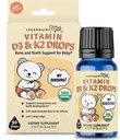 Legendairy Milk Organic Baby Vitamin D3 K2 Liquid Drops, 400 IU of Baby Vitamin D Drops for Infants with K2 Drops, Vitamin D Drops for Newborns, Toddlers, and Kids, Vegan, 90 Drops Liquid