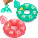 Round Weekly Pill Organizator, TPU Rubberized, Travel Pill Container 7 Day, z 7 Duże Komory, Cute Pill Case z dużymi literami i Braille (2 szt Green Rose)