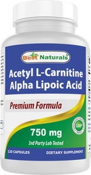Najlepsi Naturals Acetyl L- Carnitine i Alpha Lipoic Acid 750 mg 120 kapsułki