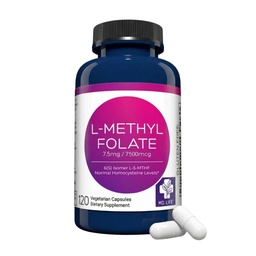 MD Life L- Metylfolate 7, 5 mg Supplement - Active L Metylfolate Supplement - 90 Capsules - L- Metylfolate 7, 5 mg - Maximum Potency MTHFR W / Esential Amino Acids