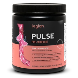 Legion Pulse pre Workout - All Natural Nitric Oxide Precuting Drink to Boost Energy, Creatine Free, Naturally Sweetened, Beta Alanine, Citruline, Alpha GPC (Pink Lemonade)