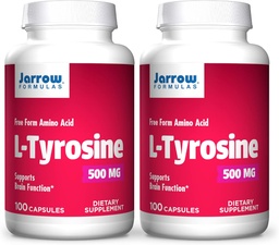 Jarrow Phillipas L- Tyrosine 500 mg - 100 Kapsułek - Wspomaga funkcje mózgu - Mózg Neuroprzekaźnik Prekursor - Wolna forma Amino Acid - Zawiera Pure Crystalline L- Tyrosine - 100 Sług