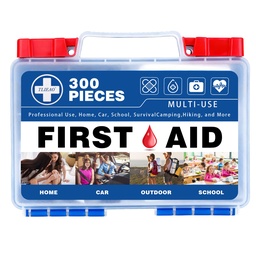 300 Piece Professional First Aid Kit, Navy Blue | Multi-Function Portable Medical Kit For Home, Car, Travel, Camping, Worksite, Outdoor, Business & Sports