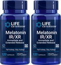 Life Extension Melatonin IR/XR, 120 Capsules (Pack of 2) - Immediate & Extended-Release for 7 Hours Support - Night Time Supplement - Stay Asleep All Night Long - Non-GMO, Gluten-Free