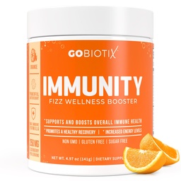 GOBIOTIX Witamina C - Suplement wsparcia immunologicznego - Immunitet proszek Wellness Booster - Wegańskie Superfood - Elderberry, Turmeric, B12 Suplement witaminy, Non-GMO i cukier wolny (Pomarańcza)