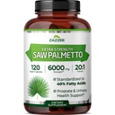 Zazzee Extra Siła Saw Palmetto 20: 1 Ekstrakt, 6000 mg Siła, 40% Kwasy tłuszczowe, 120 Kapsułki wegańskie, 4 Dostawy Miesiąc, Skoncentrowane i Standaryzowane 20X Ekstrakt, Non-GMO, All- Naturalny, Made in USA