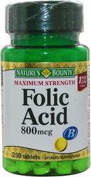 Bounty Folic Acid 800 µg tabletki Maksymalna moc 250 ea (Opakowanie po 5)