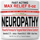 Neuropatia Relief Cream - Szybkie aktorstwo Max Relief for Feet Hands Legs Toes - Ultra Siła Menthol, Arnica, Aloe Vera, MSM, Natural Soothing Nerve Relief - Extra Large 8 oz