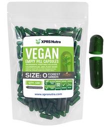 XPRS Nutra Rozmiar 0 Puste kapsułki - 100 Hrabia Puste kapsułki wegańskie - Wegetariańskie tabletki - DIE Kapsułki warzywne Napełnianie - Kapsułki Veggie Pill dla Do- It- Yourself Supplements (Forest Green)