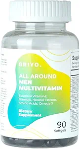 Briyo All Around Men - Multiwitamina dla mężczyzn z 38 Witaminy zasadnicze, Minerały, Omega 3 i Ekstrakty roślin - Wspiera odporność energii - Live Strong z One Daily Clean kapsułki