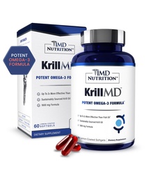 1MD Nutrition KrillMD - olej kryla antarktycznego Omega 3 Suplement z Astaksantyny, EPA, DHA Equipment 124; 2X Bardziej skuteczne niż olej rybny 124; 60 Softgels