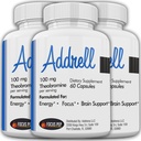 Addrell Energy Stimulant Pills - Suplement do badań Alternatywny Pil, Naturalne suplementy nootropowe i Cognitive Enhancer Substitute do zwiększenia świadomości mentalnej dla kobiet & Men- 180 Kapsułki