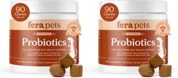Fera Pets Probiotics for Dogs with Prebiotics and Postbiotics - Full Spectrum Gut Health Support - Promotes a Balanced Gut Microbiome - Boosts Immune Health - 90 Soft Chews (Pack of 2)