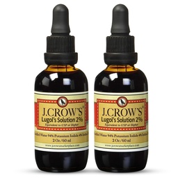 J.CROW'S® Lugol's Solution of Iodine 2% 2 oz (2 Bottle) – Premium Iodine & Potassium Iodide Liquid, Gluten & Alcohol-Free Natural Brine Extract, No Expiration - 1200 Drops