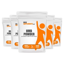 BulkSupplements.com Proszek HMB - jako suplement wapnia HMB, Beta- Hydroxy Beta- Metylomaślan - Unflavored & Gluten Free, 1 g na serwowanie, 1 kg (Opakowanie po 5) (11 funtów)