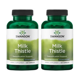 Swanson Milk Thistle (Standardized) - Herbal Liver Supplement Supplement w / 80% Silymarin - Natural Formula Helping to Contain Overall Health & Wellbeing - (120 kapsułki) (2 opakowania)