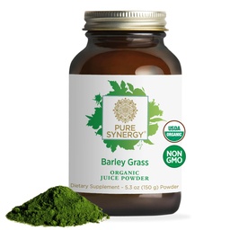 PURE SYNERGY Organic Barley Grass Sok w proszku 124; Chlorophylll- bogata zieleń Proszek w proszku 124; Organic Cold- Pressed Barley Grass Juice 124; for Energy, Detox, and Trawienie Support (5.3 oz.)