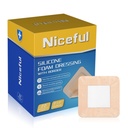 Niceful Silicone Foam Dressing Gentle Border 2"x2" 20 Count, Extra Hold | Gentle Border Foam Bandage, 5-Layer Absorption, Waterproof Pain-Free Removal, Cuts & Mild Burns, 20 Individually Wrapped