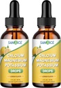 Wapnia Potasu Magnezu Płynne Dropsy - Wysoka Absorpcja Magnezu Glicynian Kompleks Liquid- Mineralny Suplement z 600mg Wapnia 1000mg Potas dla energii Relaksation- Pack