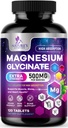 Glicynian magnezu 500 mg - Chelatowany dla Ultra Wchłanianie - Wspiera kości, mięśnie, Nerwy i Heart Health, Nature 's Sleep Support, Najlepszy suplement magnezu Pigułki dla całego ciała Wsparcie - 120 Tabletki