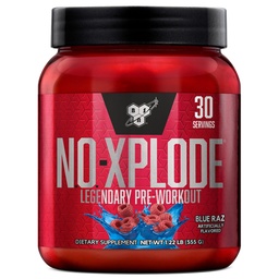 BSN N.O.-XPLODE Proszek do wstępnego treningu, Suplement energetyczny dla mężczyzn i kobiet z kreaturą i alaniną beta-alaniną, Flavor: Blue Raz, 30 Służenie