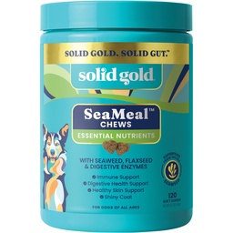 Solid Gold Cat & Dog Multivitamin Chews - Kelp, Omega 3 & Vitamin for Dental, Digestive, Immune, Skin & Coat Health - Multi Witamina dla psów i kotów - Sea Kelp Based Soft Chew for All Ages - 120ct