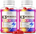 (2 opakowania) K3 Gummeje mineralne Keto - Keto K3 Gummeje mineralne, Gummeje mineralne K3 Gummeje zaawansowane Formuły mineralne - Suplement witaminy K3, Gummeje mineralne Keto ACV K3 - 120 Gummeje mineralne na 2 miesiące