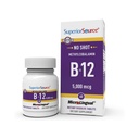 Superior Source No Shot Methylcobalamin B- 12 5000 µg - Witamina B- 12 do wspierania produkcji energii, Zdrowie mózgu i ogólne Wellness - Podjęzykowe tabletki do szybkiego wchłaniania - 60 Rozpuszczające tabletki