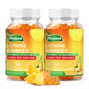 2 Pack L-Lysine 1200 mg Gummies for Immune Support and Skin Health, Sugar-Free, Vegan Chewable Supplement with Natural Pineapple Flavor for Adults and Children, 120 Count