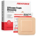 FRESINIDER Silicone Foam Dressing with Adhesive Border – Wound Dressing Bandage – Silicone Foam Pad – Pack of 10 – 3 x 3 Inches Large Waterproof Bandages – Self Adhesive Wound Care and Dressings