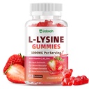L-Lysine Gummies 1000 mg for Kids and Adults, L-Lysine Supplements with Vitamin C, B2 for Lips & Oral Health, Immune Support & Collagen & Calcium- Vegan, Strawberry Flavor, 60 Count