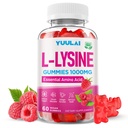 L-Lysine 1000mg Gummies for Adults & Kids, Essential Amino Acid Supplement for Lips & Oral Health, Boost Immune & Collagen & Calcium, Sugar-Free, Raspberry Flavor, 60 Count