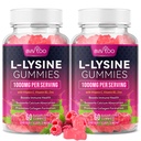 L-Lysine 1000mg Gummies for Immune Support & Skin Health - High Potency Vegan, Sugar-Free, Gluten-Free Supplement with Natural Raspberry Flavor for Adults & Kids - 120 Gummies