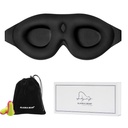 ALASKA BEAR Sleep Mask Memory Foam Contoured Eye Cups for Women and Men, Soft 3D Blackout Eye Mask for Sleeping No Pressure on Eyelids and Eyelashes Protection, Earplugs Set, Black