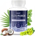 FlowForceMax Herbal Supplement Supplement - Natural Plant- Based Formuła z Saw Palmetto Extract 124; 30 Tabletki do żucia, 1 Miesiąc dostaw, Made in USA