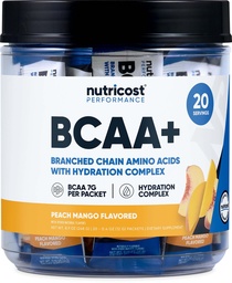 Nutricost BCAA + Hydration Peach Mango Flavor (20 Stickpacków) - Acidy rozgałęzione Acids Chain with Hydration Complex - Gluten- Free, Non-GMO