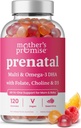 Prenatal Vitamin Gummies with DHA | Vegan Prenatal Vitamins for Women with Omega 3, Methylfolate, Choline & D3, Pregnancy Vitamins for Fetal Development | Gummy Multivitamin Supplement, 120 Count