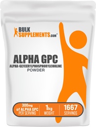 BulkSupplements.com Proszek Alpha GPC - Suplementy cholinowe, Alpha GPC 300mg - Unflavored & Gluten Free, 600mg na serwowanie, 1 kg (2,2 kg) (opakowanie po 1)