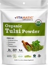 Vitamatic Certified USDA Organic Tulsi (Holy Basil) Powder – 1 Pound (16 Ounces) – Adaptogenic Herb for Stress, Immunity & Overall Wellness