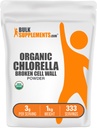 BulkSupplements.com Organic Chlorella Powder - Broken Cell Wall, Green Superfood Powder, Suplement Chlorella - Gluten Free, 3g na Serving, 1kg (2,2 kg) (Opakowanie 1)