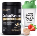 ColonBroom Premium Pyllium Husk Powder (Truskawka, 60 Servings) + Butelka shaker do Colon Broom Fiber Powder Drink Bundle - Colon Cleanse for Bloating Relief & Gut Health - Fiber Powder Supplement