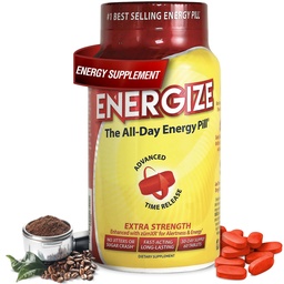 Energize Extra Siła Kofeina Pigułki, Szybkie działanie Long- Lasting Energy Pill z rozszerzonym Time Release Kofeina, Ulepszony Clarity & Wsparcie energetyczne dla mężczyzn i kobiet, Brak Jitters, Nie Crash (60 tabletek)